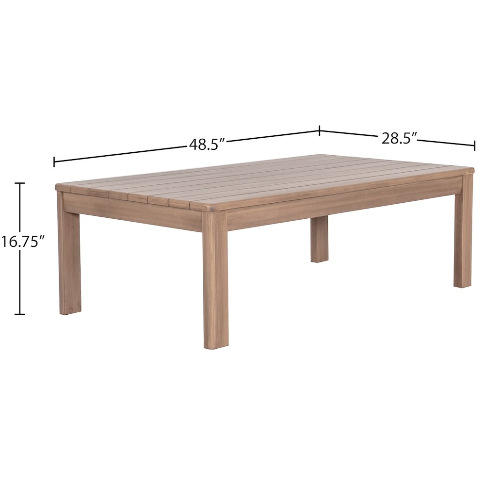Newport Natural Acacia Wood Outdoor Patio Coffee Table. Picture 3