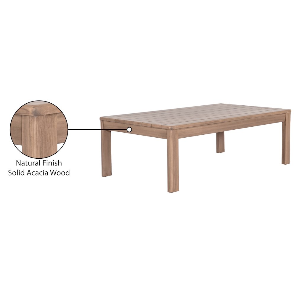 Newport Natural Acacia Wood Outdoor Patio Coffee Table. Picture 4