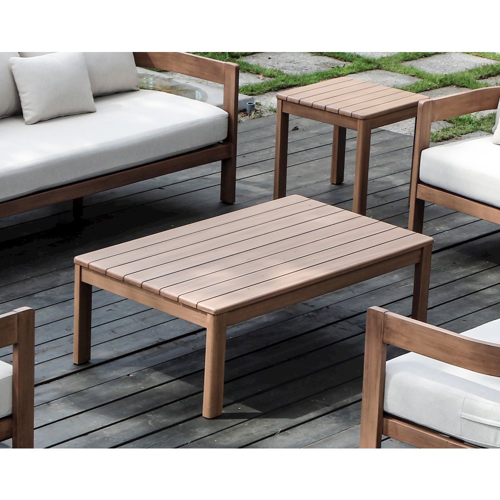 Newport Natural Acacia Wood Outdoor Patio Coffee Table. Picture 5