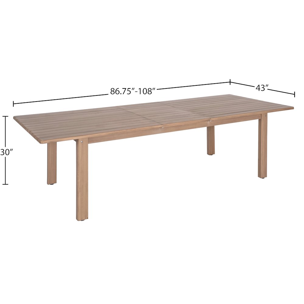 Newport 86.75" / 108" Natural Acacia Wood Outdoor Patio Dining Table. Picture 11