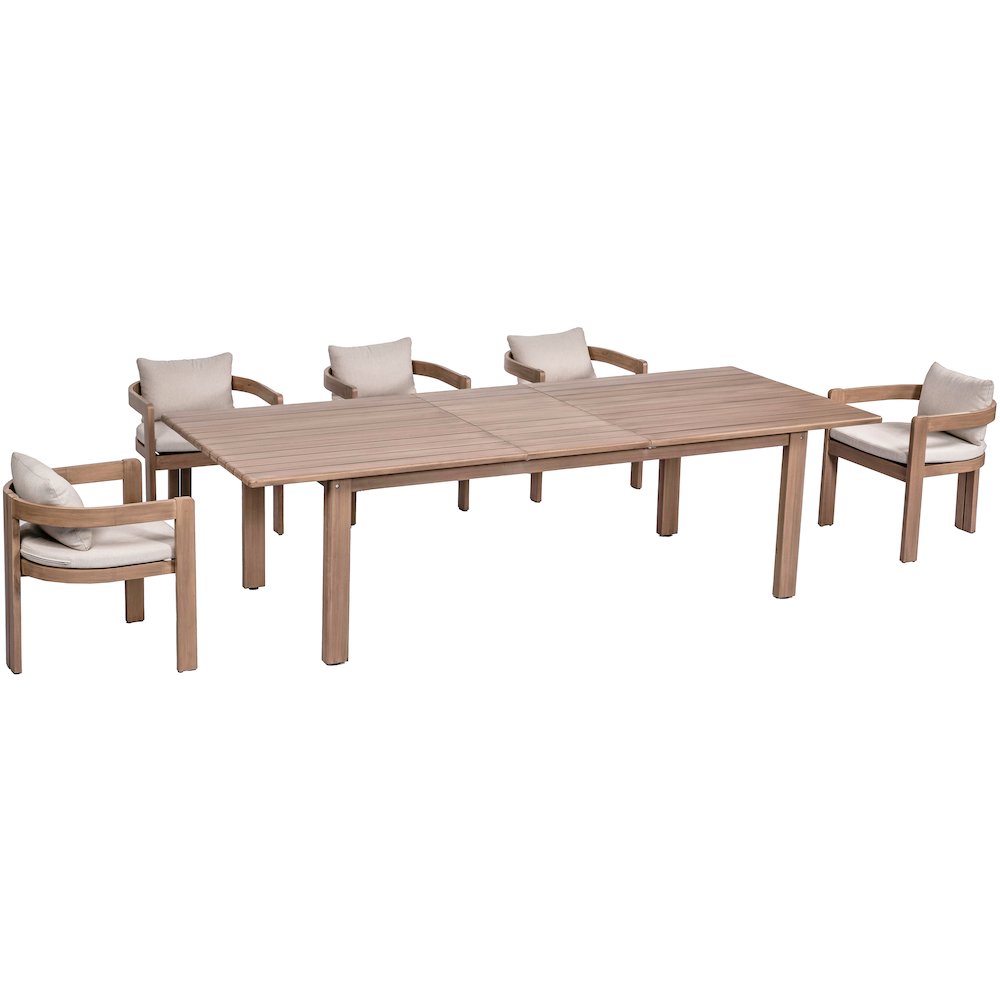 Newport 86.75" / 108" Natural Acacia Wood Outdoor Patio Dining Table. Picture 10