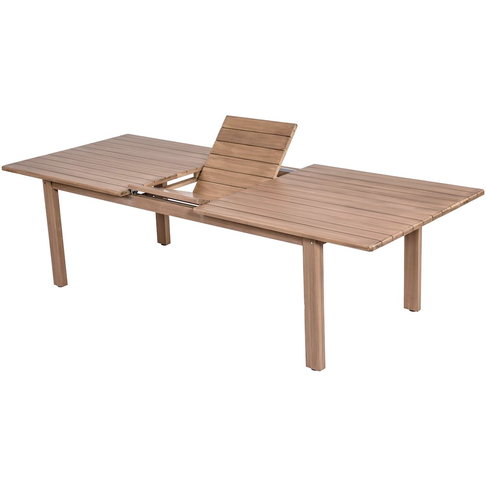 Newport 86.75" / 108" Natural Acacia Wood Outdoor Patio Dining Table. Picture 5
