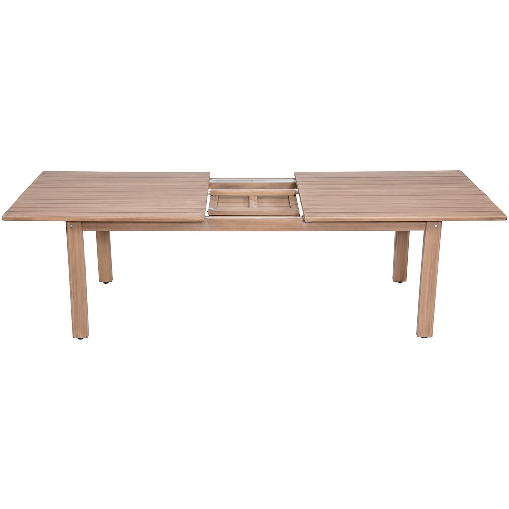 Newport 86.75" / 108" Natural Acacia Wood Outdoor Patio Dining Table. Picture 9