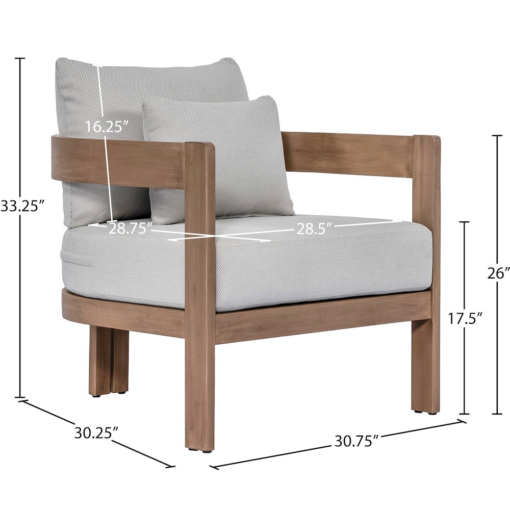 Newport Grey Water Resistant Fabric Upholstered Outdoor Patio Chair. Picture 6