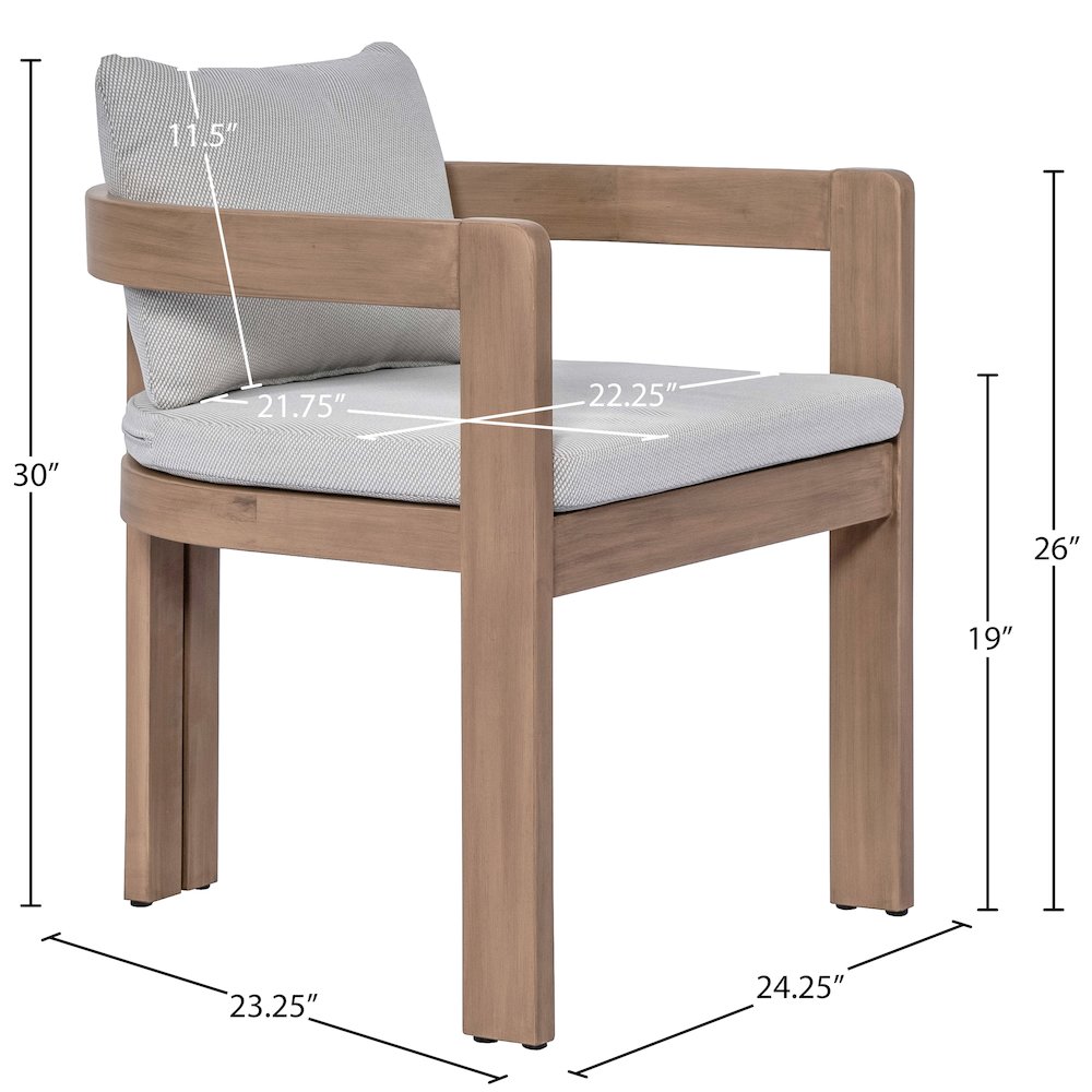 Newport Grey Water Resistant Fabric Upholstered Outdoor Patio Dining Chair. Picture 10