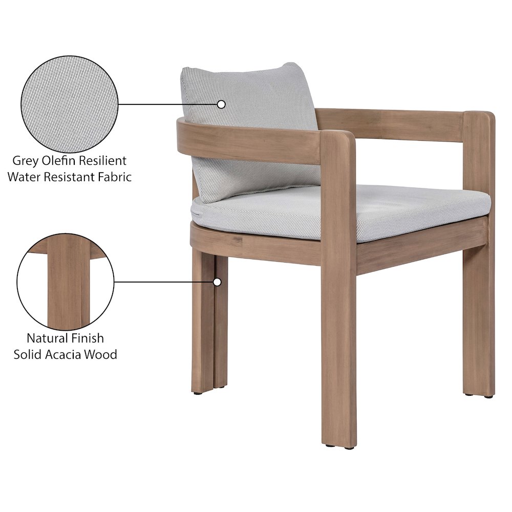 Newport Grey Water Resistant Fabric Upholstered Outdoor Patio Dining Chair. Picture 11