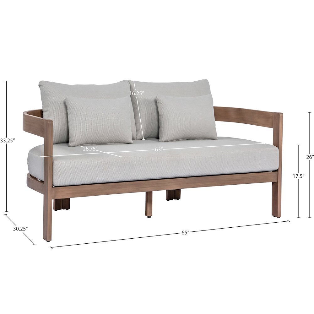 Newport 65" Grey Water Resistant Fabric Upholstered Outdoor Patio Loveseat. Picture 6
