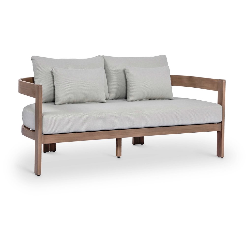 Newport 65" Grey Water Resistant Fabric Upholstered Outdoor Patio Loveseat. Picture 1