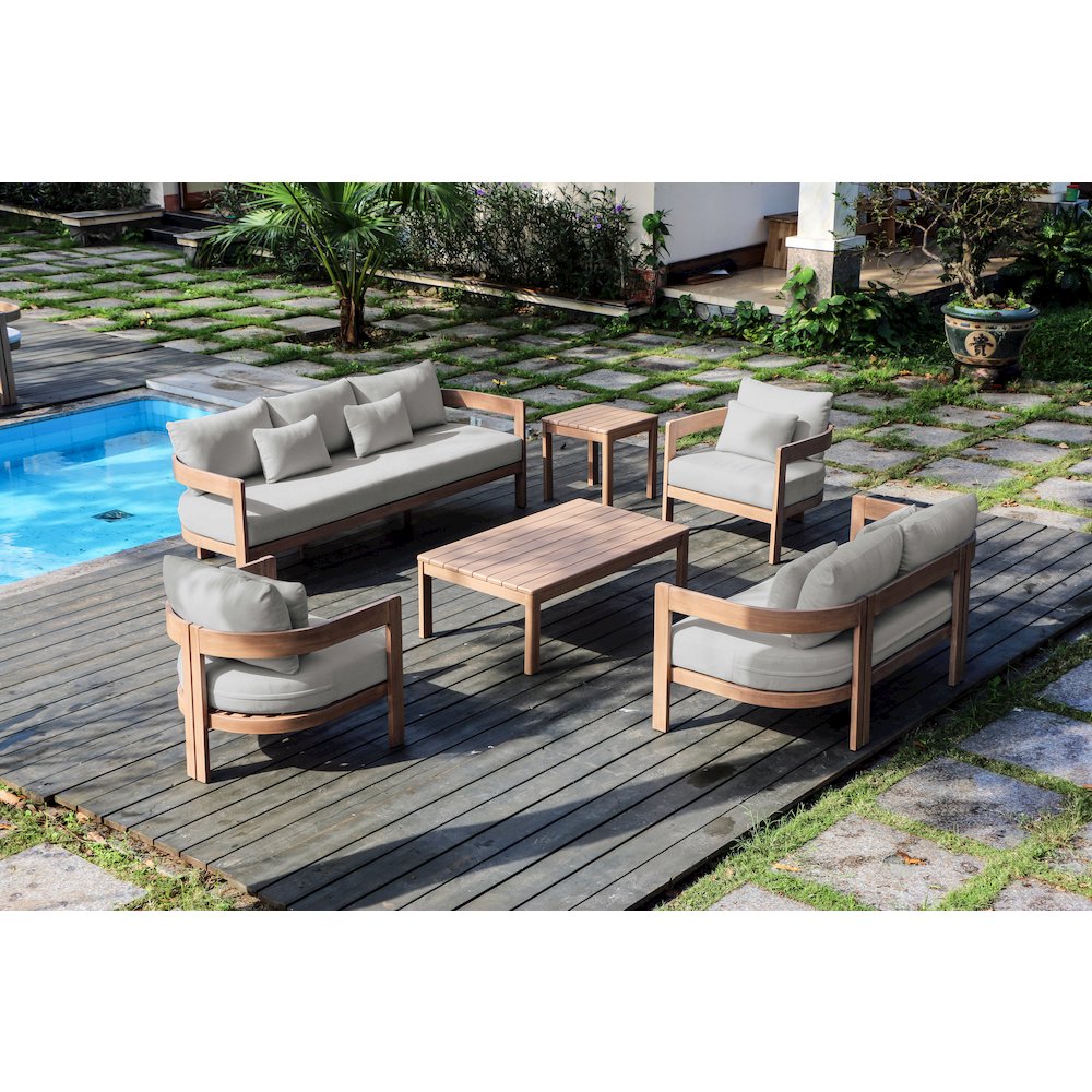 Newport 65" Grey Water Resistant Fabric Upholstered Outdoor Patio Loveseat. Picture 7
