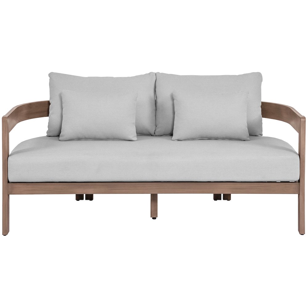 Newport 65" Grey Water Resistant Fabric Upholstered Outdoor Patio Loveseat. Picture 2