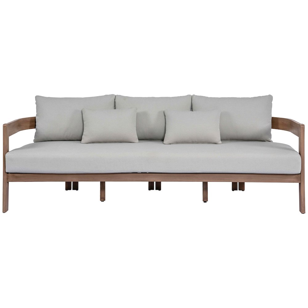Newport 86.75" Grey Water Resistant Fabric Upholstered Outdoor Patio Sofa. Picture 2