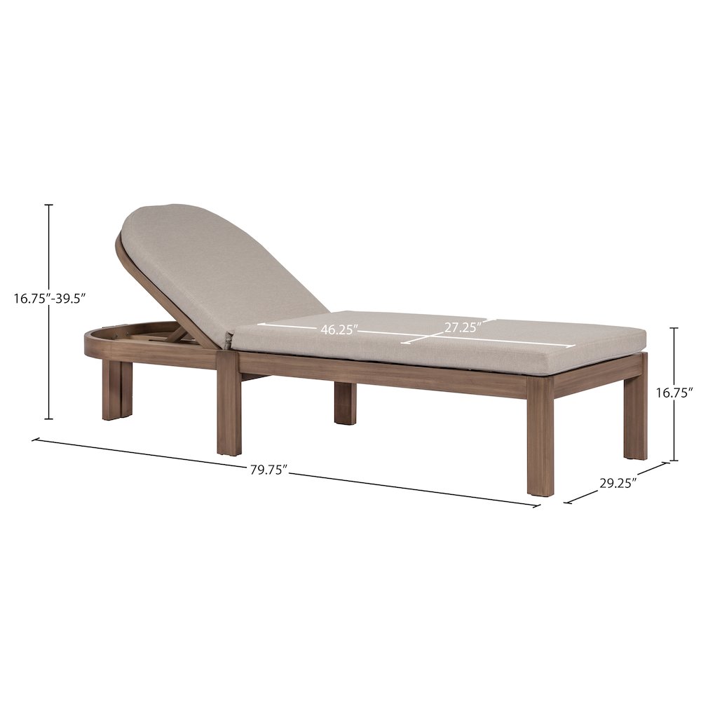 Newport Beige Water Resistant Fabric Upholstered Outdoor Patio Lounge Chair. Picture 12
