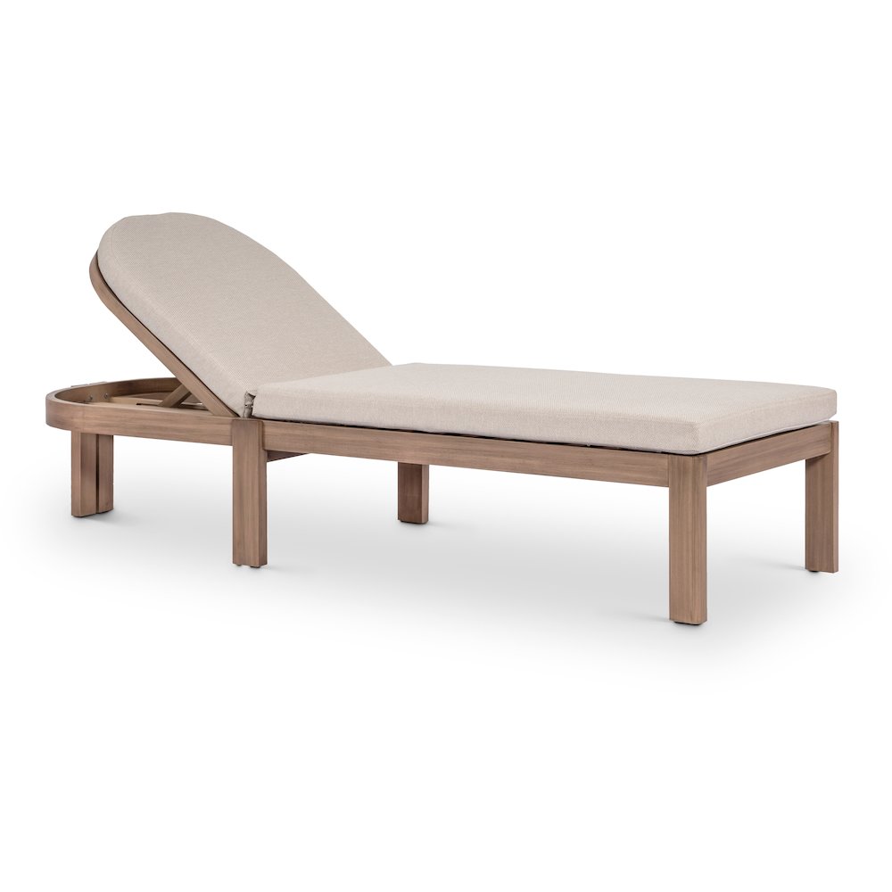 Newport Beige Water Resistant Fabric Upholstered Outdoor Patio Lounge Chair. Picture 1