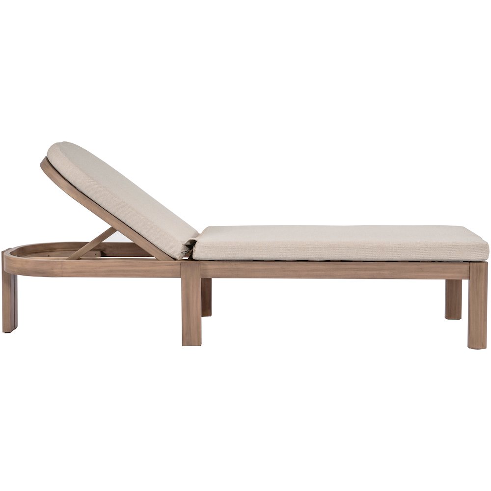 Newport Beige Water Resistant Fabric Upholstered Outdoor Patio Lounge Chair. Picture 8