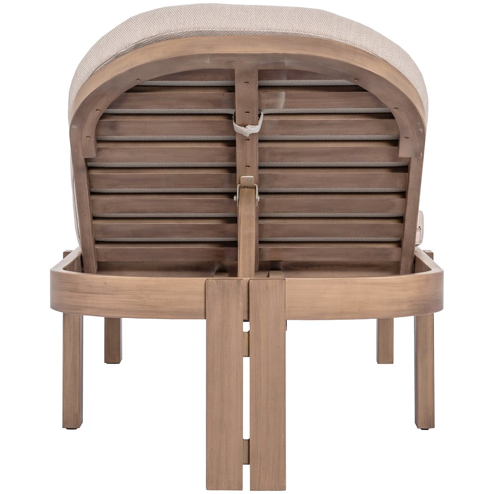 Newport Beige Water Resistant Fabric Upholstered Outdoor Patio Lounge Chair. Picture 3