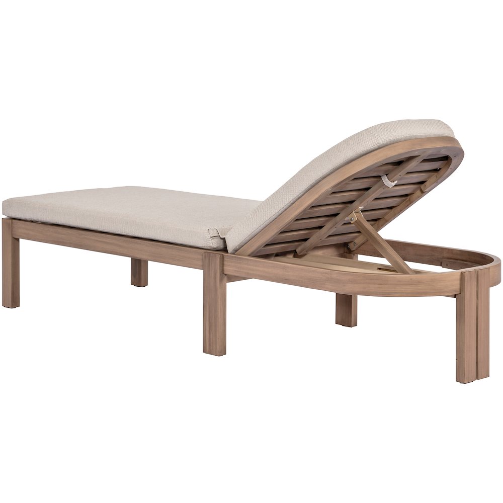 Newport Beige Water Resistant Fabric Upholstered Outdoor Patio Lounge Chair. Picture 4