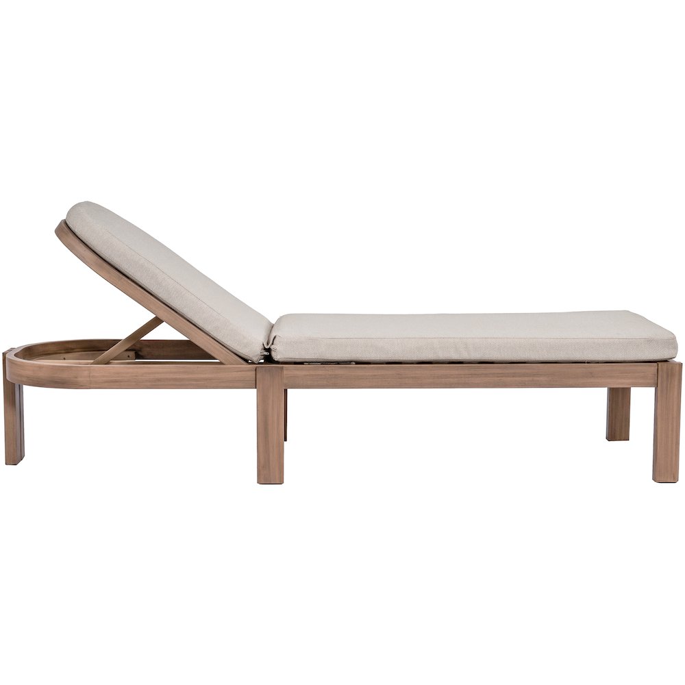 Newport Beige Water Resistant Fabric Upholstered Outdoor Patio Lounge Chair. Picture 6