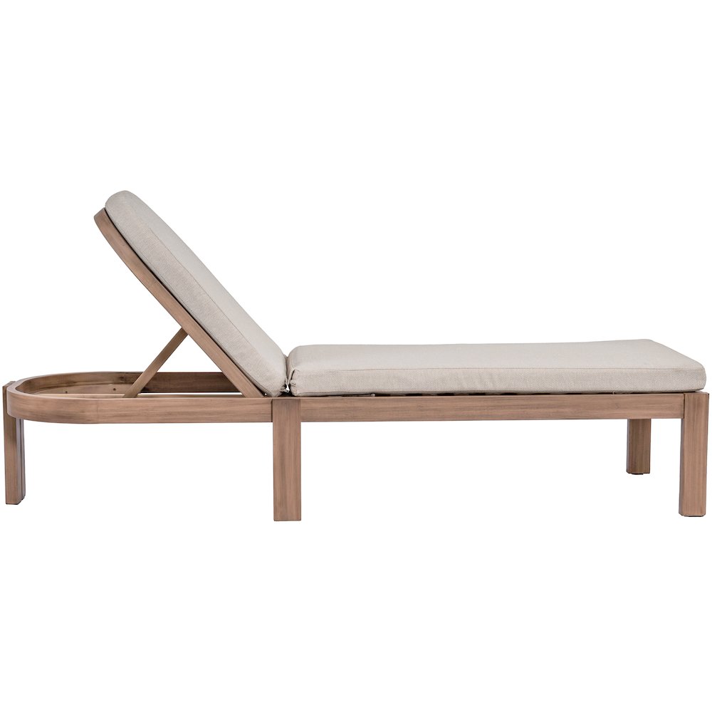 Newport Beige Water Resistant Fabric Upholstered Outdoor Patio Lounge Chair. Picture 9