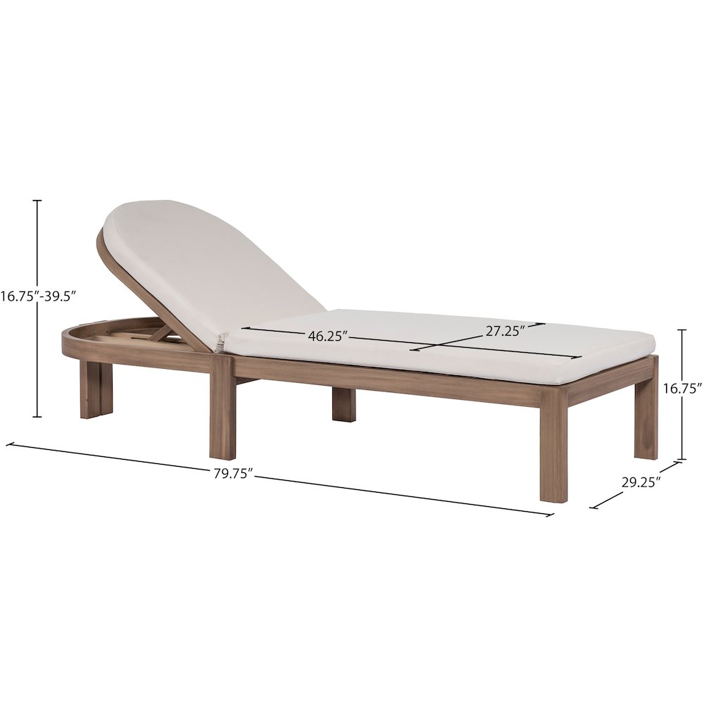 Newport Cream Water Resistant Fabric Upholstered Outdoor Patio Lounge Chair. Picture 12