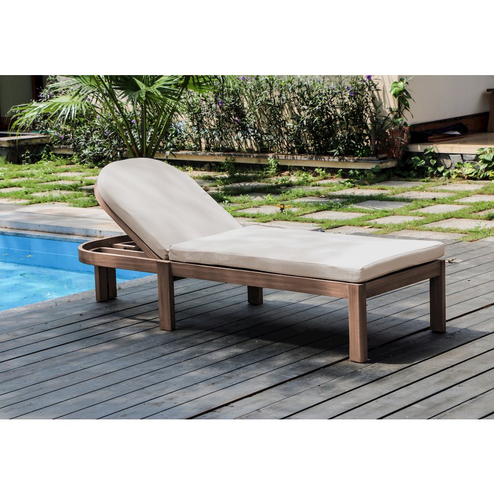 Newport Cream Water Resistant Fabric Upholstered Outdoor Patio Lounge Chair. Picture 7