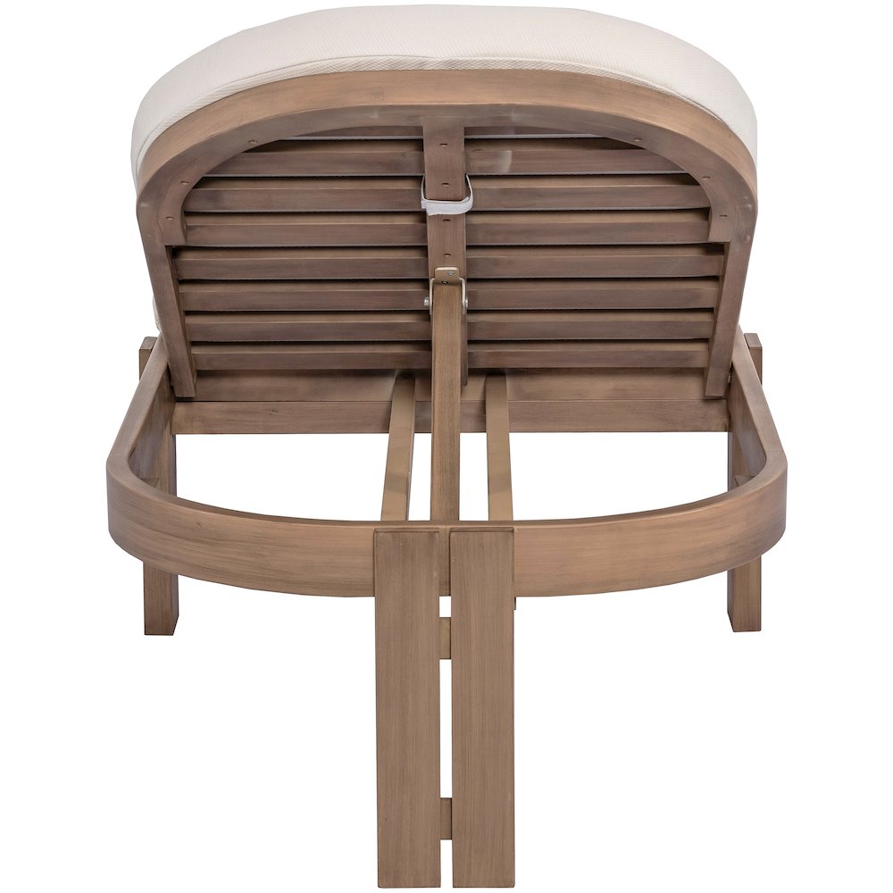 Newport Cream Water Resistant Fabric Upholstered Outdoor Patio Lounge Chair. Picture 3