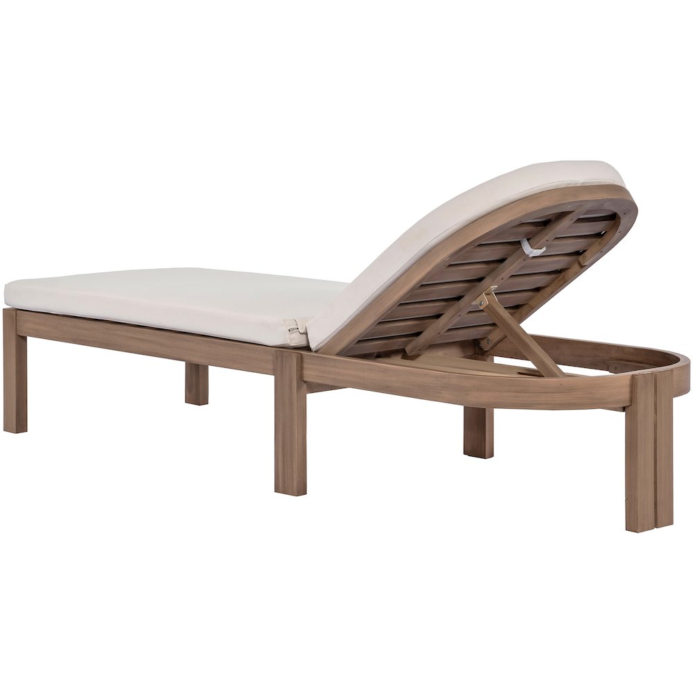 Newport Cream Water Resistant Fabric Upholstered Outdoor Patio Lounge Chair. Picture 4