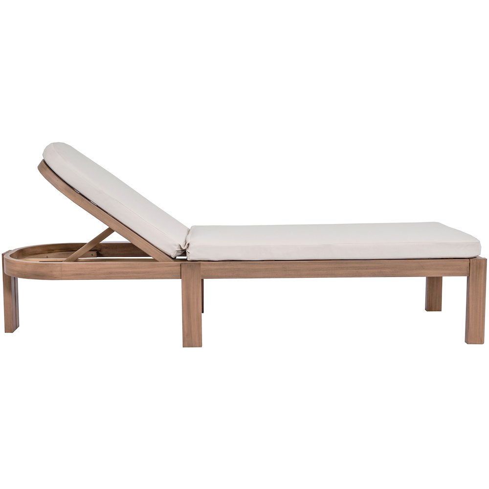 Newport Cream Water Resistant Fabric Upholstered Outdoor Patio Lounge Chair. Picture 6