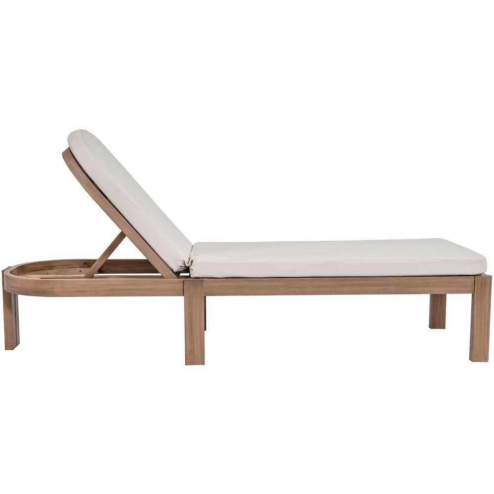 Newport Cream Water Resistant Fabric Upholstered Outdoor Patio Lounge Chair. Picture 9