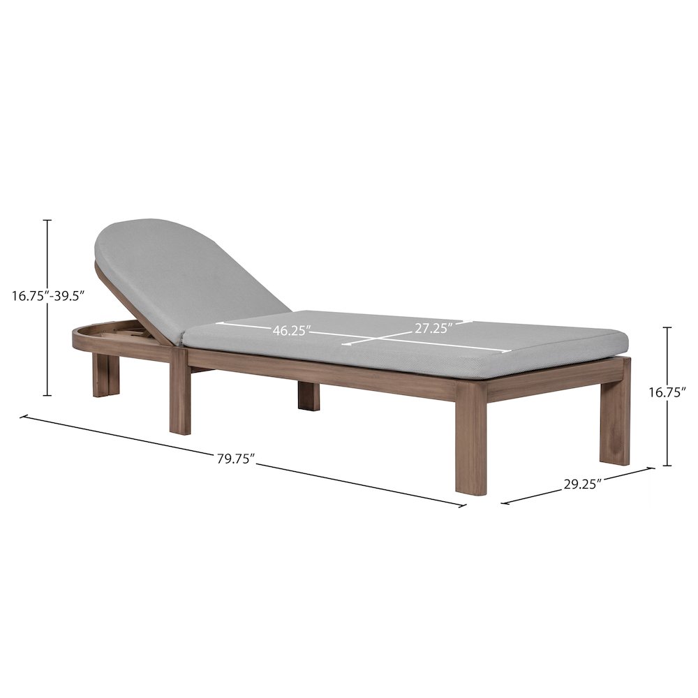 Newport Grey Water Resistant Fabric Upholstered Outdoor Patio Lounge Chair. Picture 12