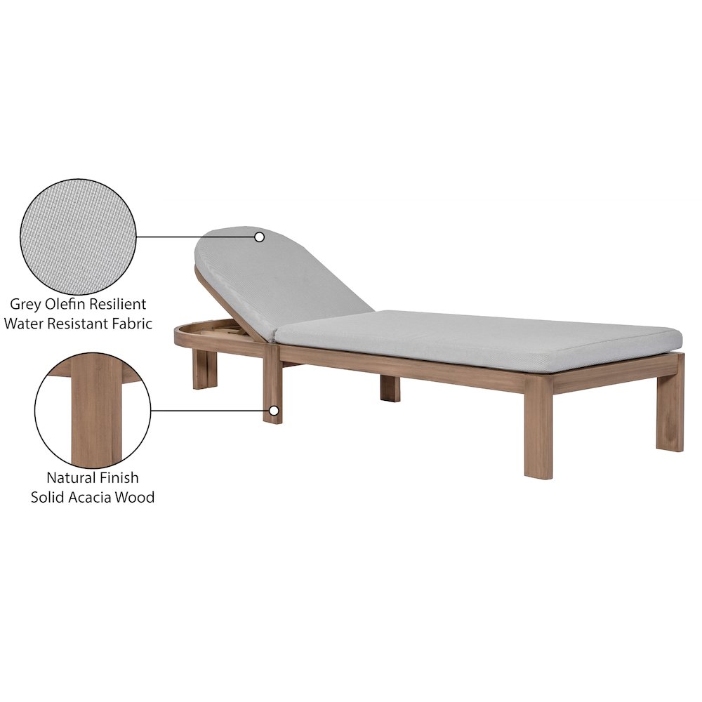 Newport Grey Water Resistant Fabric Upholstered Outdoor Patio Lounge Chair. Picture 13