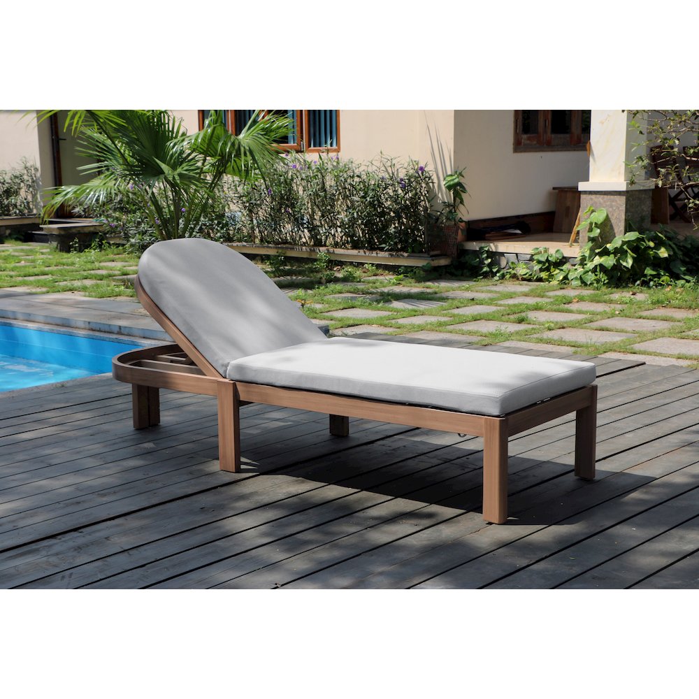 Newport Grey Water Resistant Fabric Upholstered Outdoor Patio Lounge Chair. Picture 7