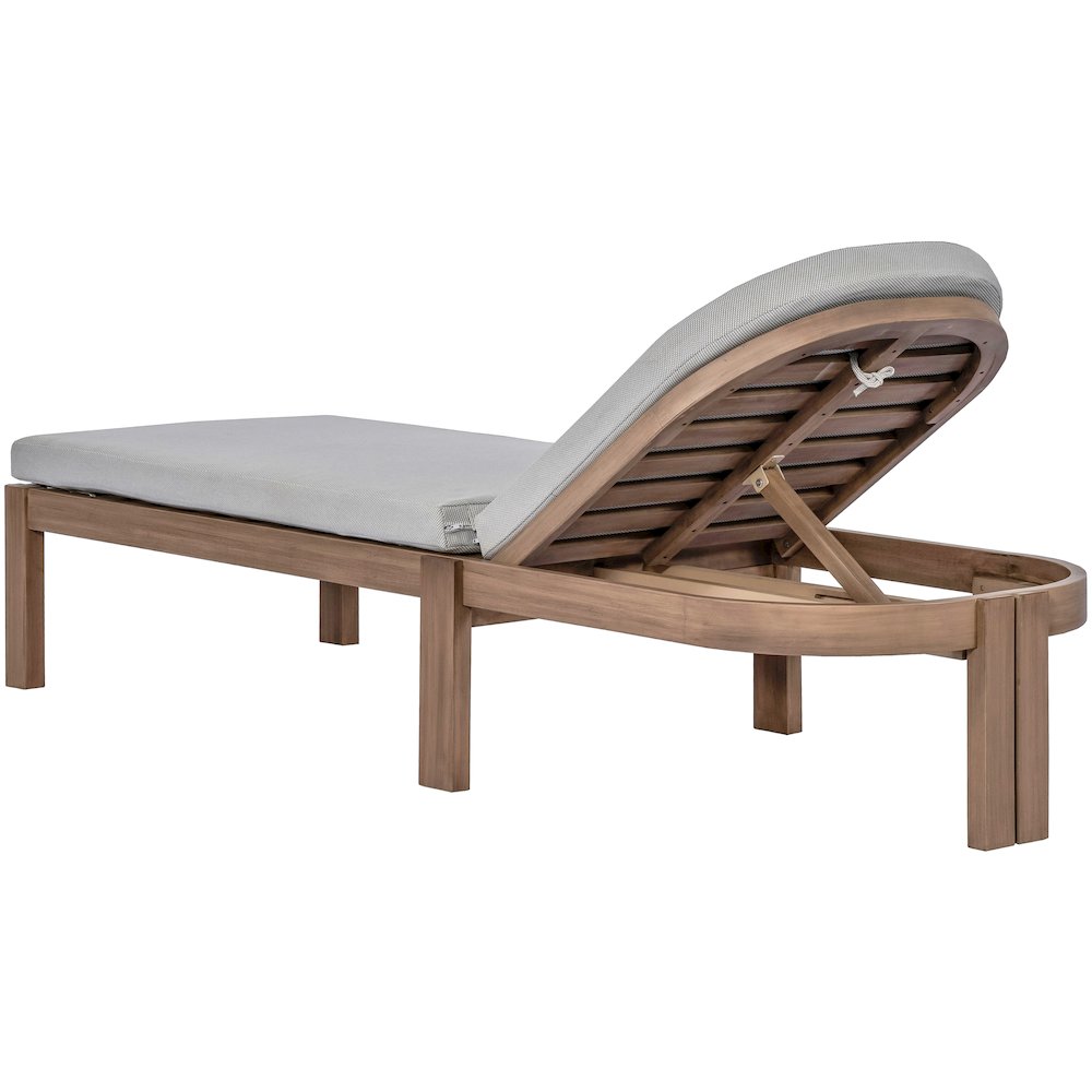 Newport Grey Water Resistant Fabric Upholstered Outdoor Patio Lounge Chair. Picture 4