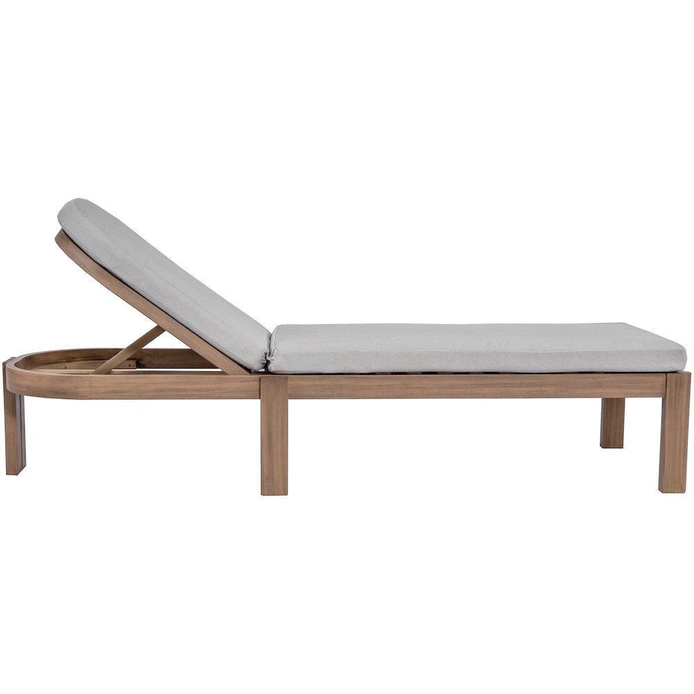 Newport Grey Water Resistant Fabric Upholstered Outdoor Patio Lounge Chair. Picture 6