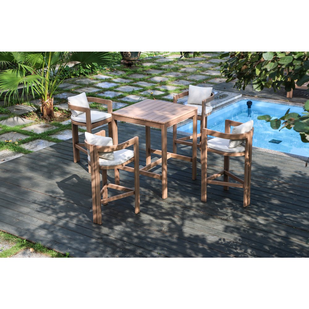 Newport Beige Water Resistant Fabric Upholstered Outdoor Patio Bar Stool. Picture 7