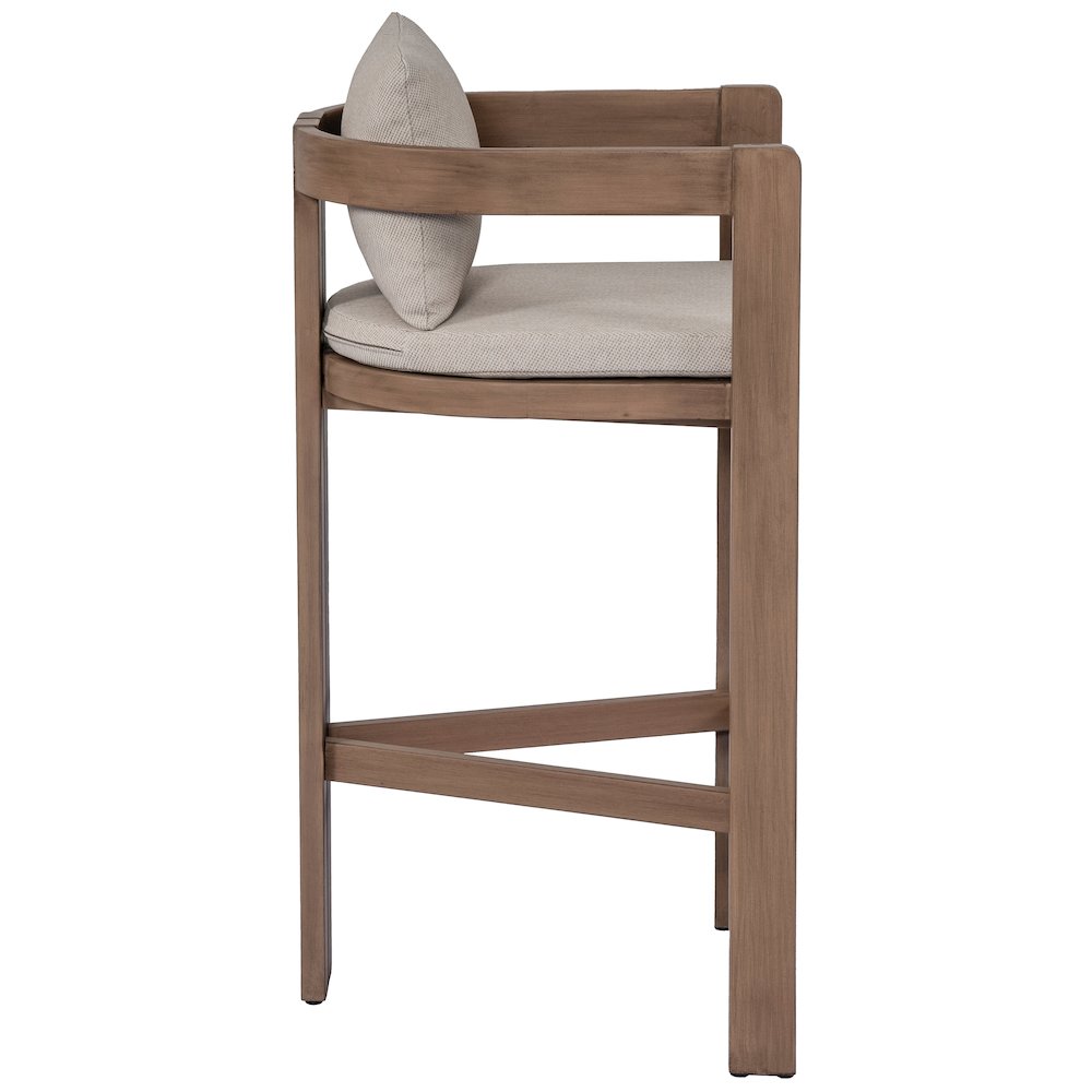 Newport Beige Water Resistant Fabric Upholstered Outdoor Patio Bar Stool. Picture 8