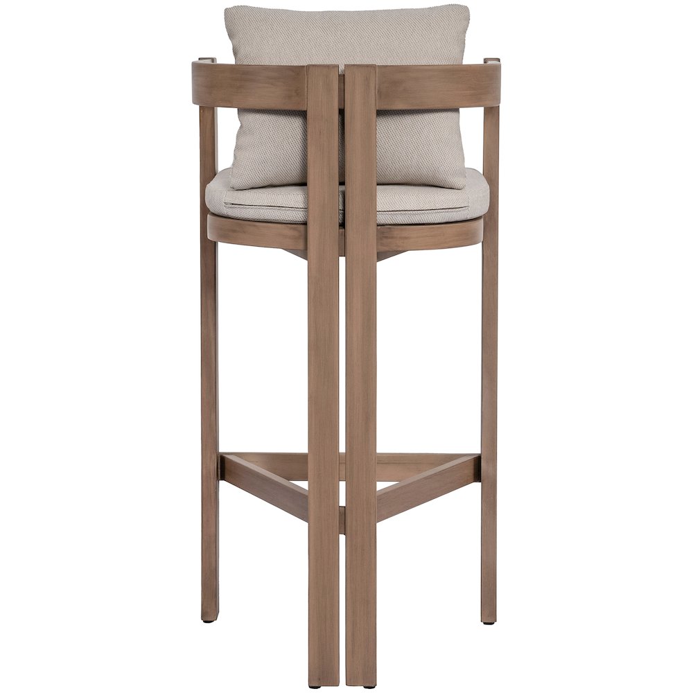 Newport Beige Water Resistant Fabric Upholstered Outdoor Patio Bar Stool. Picture 3