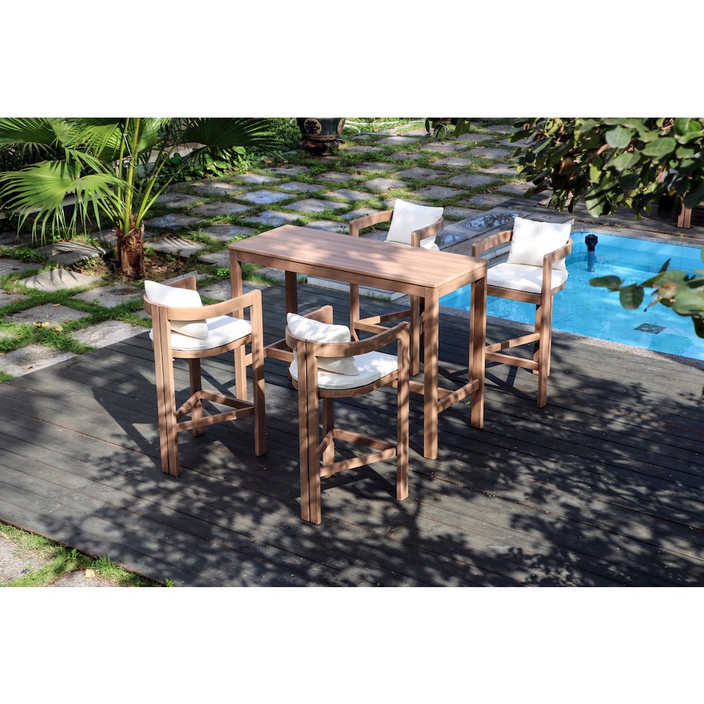 Newport Cream Water Resistant Fabric Upholstered Outdoor Patio Bar Stool. Picture 7