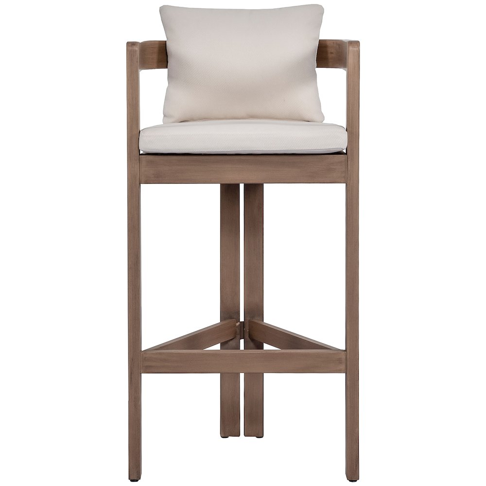 Newport Cream Water Resistant Fabric Upholstered Outdoor Patio Bar Stool. Picture 2