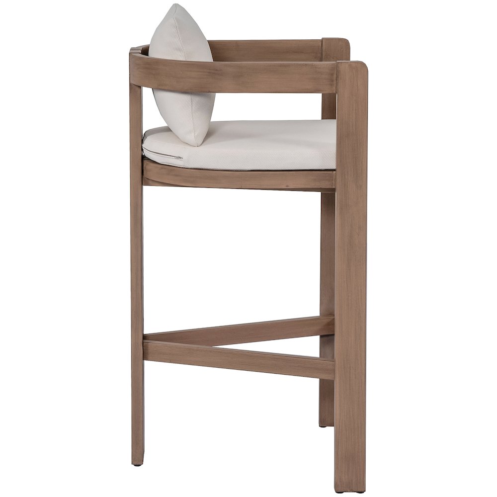 Newport Cream Water Resistant Fabric Upholstered Outdoor Patio Bar Stool. Picture 8
