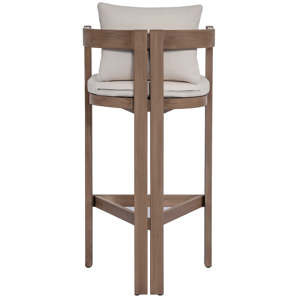 Newport Cream Water Resistant Fabric Upholstered Outdoor Patio Bar Stool. Picture 3