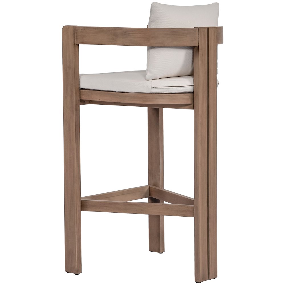 Newport Cream Water Resistant Fabric Upholstered Outdoor Patio Bar Stool. Picture 4