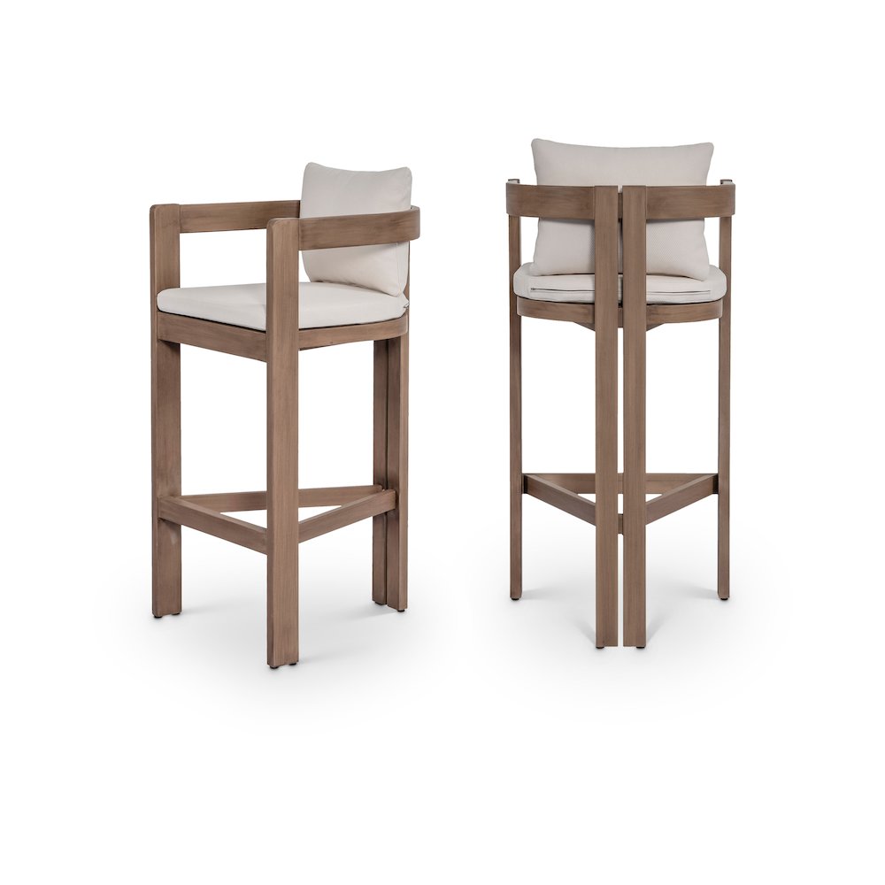 Newport Cream Water Resistant Fabric Upholstered Outdoor Patio Bar Stool. Picture 10