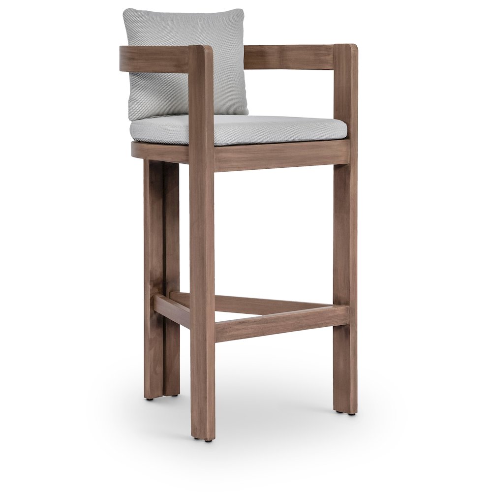 Newport Grey Water Resistant Fabric Upholstered Outdoor Patio Bar Stool. Picture 1