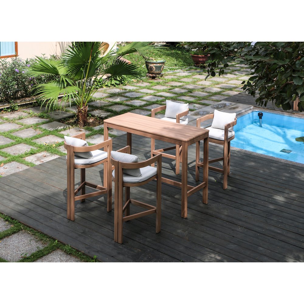 Newport Grey Water Resistant Fabric Upholstered Outdoor Patio Bar Stool. Picture 7