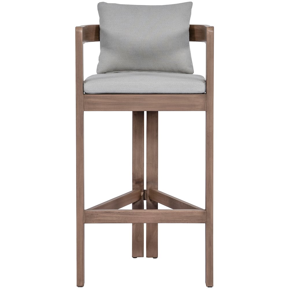 Newport Grey Water Resistant Fabric Upholstered Outdoor Patio Bar Stool. Picture 2