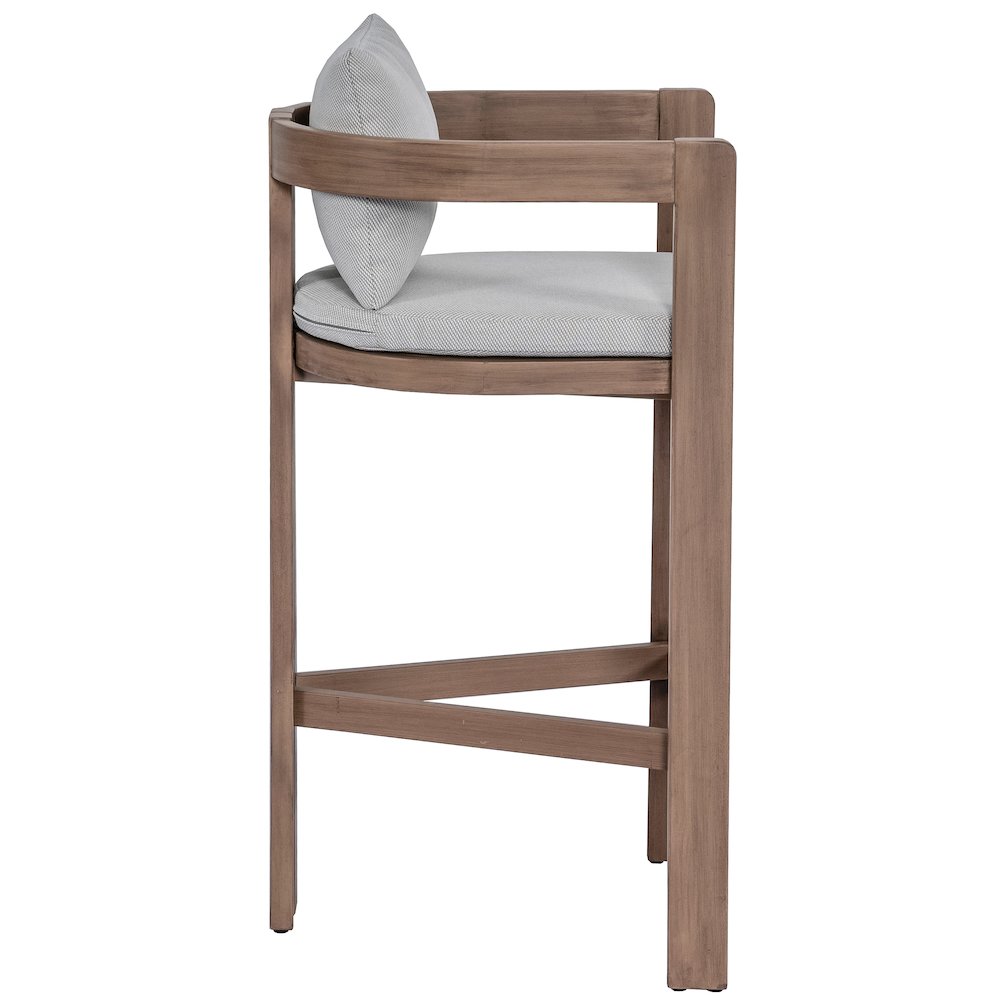 Newport Grey Water Resistant Fabric Upholstered Outdoor Patio Bar Stool. Picture 8