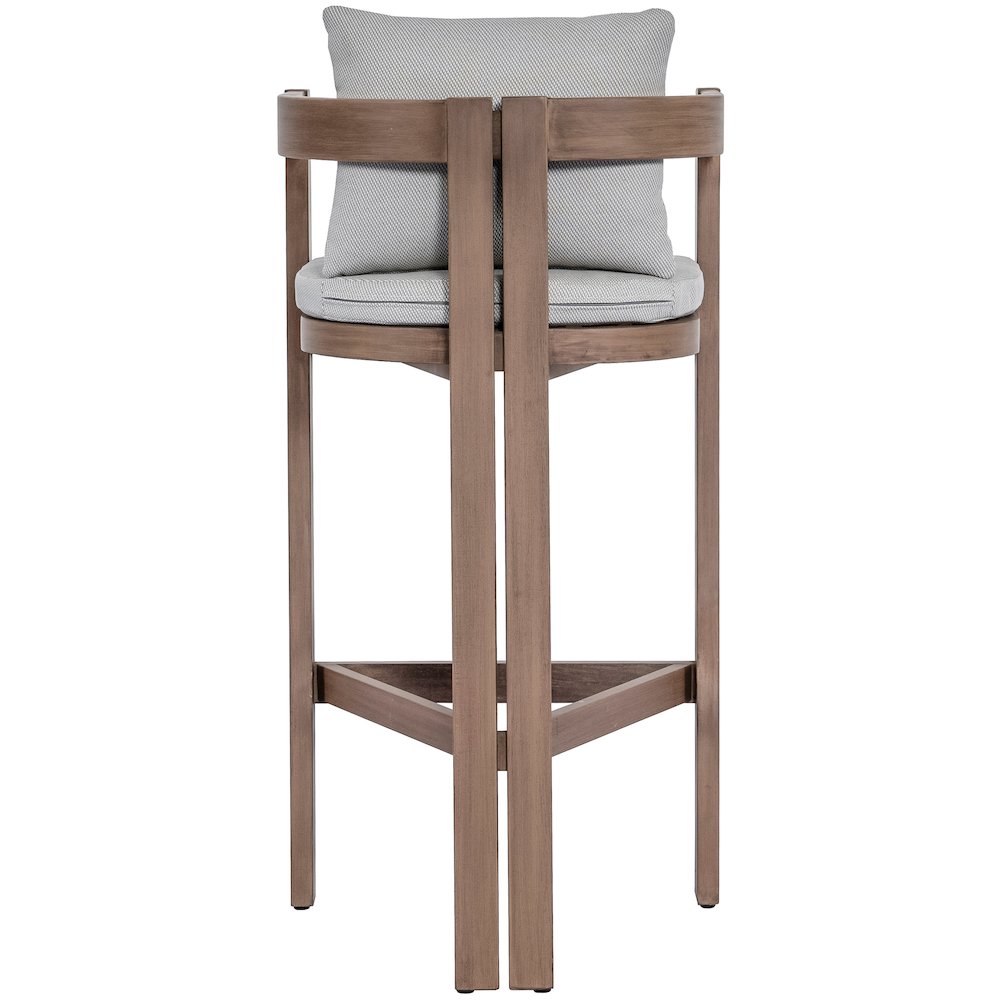 Newport Grey Water Resistant Fabric Upholstered Outdoor Patio Bar Stool. Picture 3