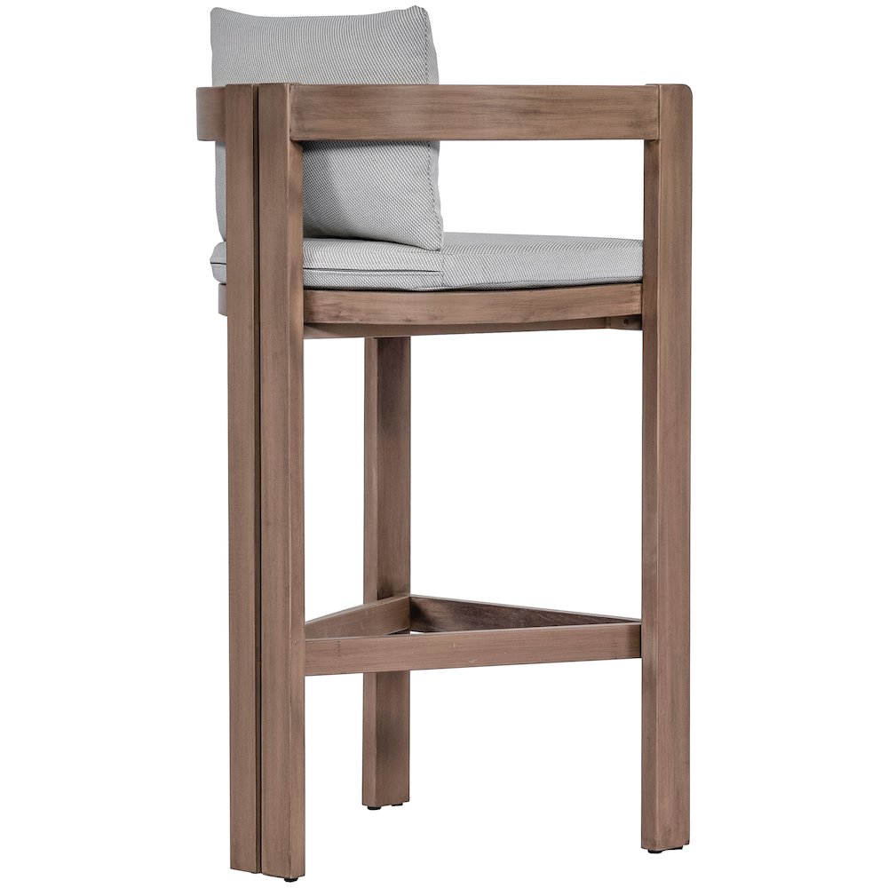 Newport Grey Water Resistant Fabric Upholstered Outdoor Patio Bar Stool. Picture 4