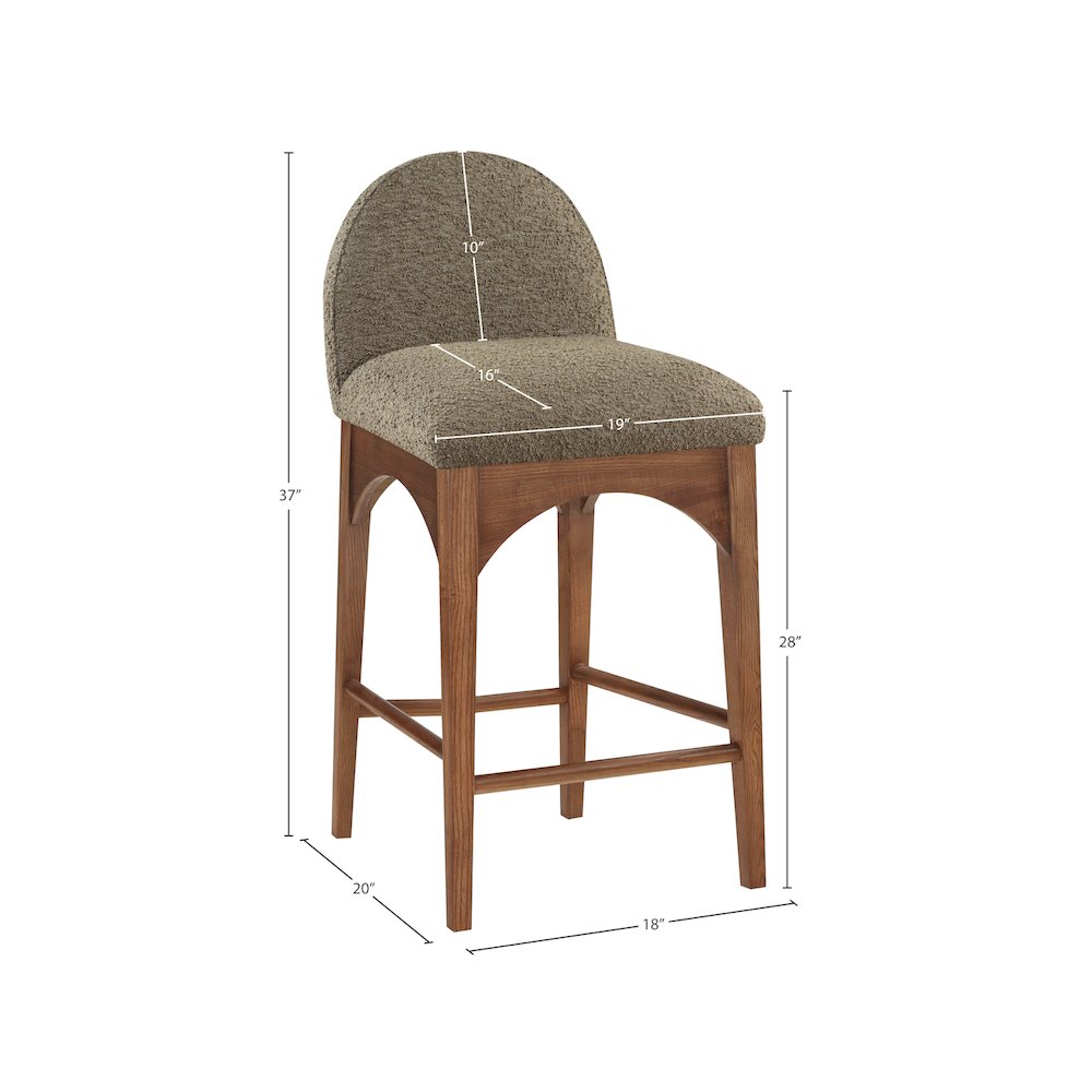 Waldorf Olive Boucle Fabric Stool. Picture 7