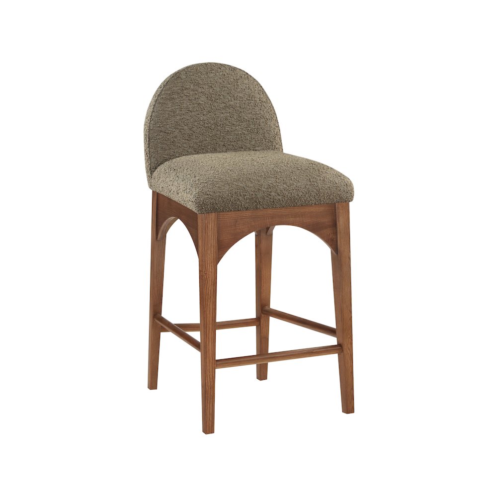 Waldorf Olive Boucle Fabric Stool. Picture 1